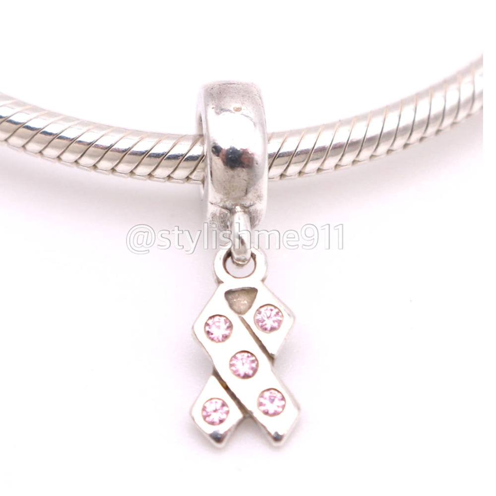 Authentic PANDORA Breast Cancer Awareness Ribbon Charm - Picture 3 of 7